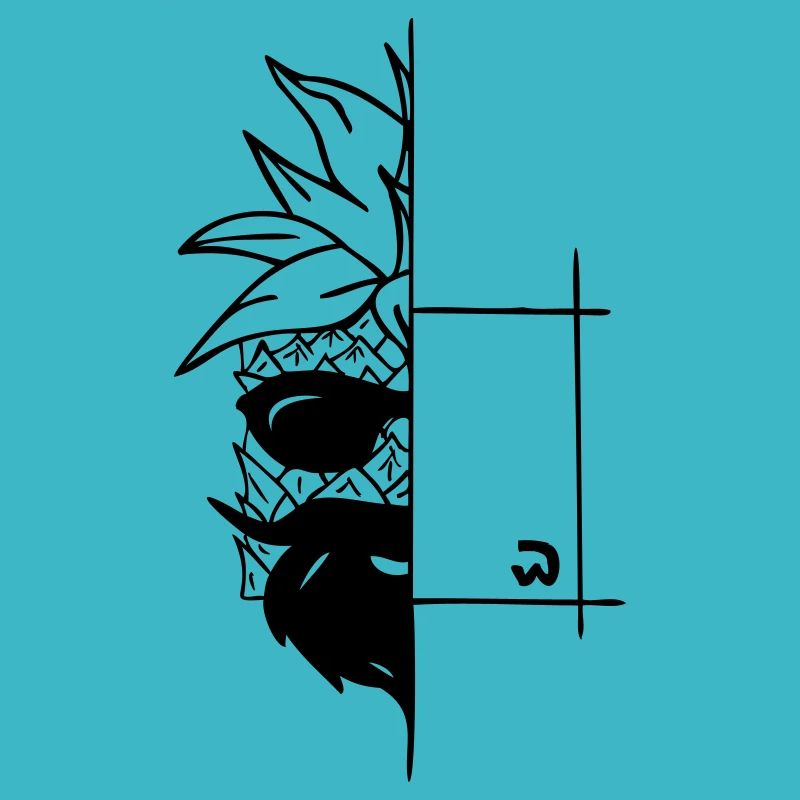 ananas demi-cube avec barbe et lunettes de soleil