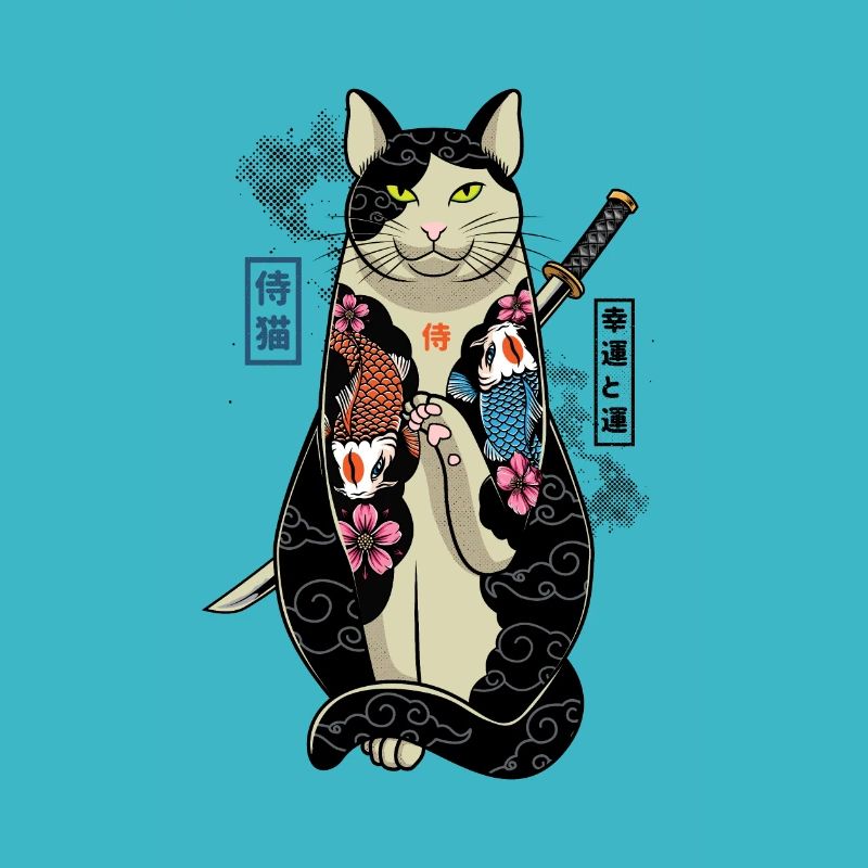 samurai cat - maneki neko
