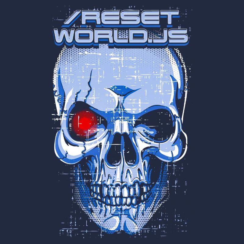 Un monde effrayant reset.js robot et crâne