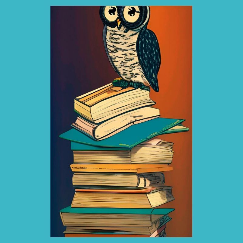 Comic Cartoon Cute Book Owl Owl Book Stack