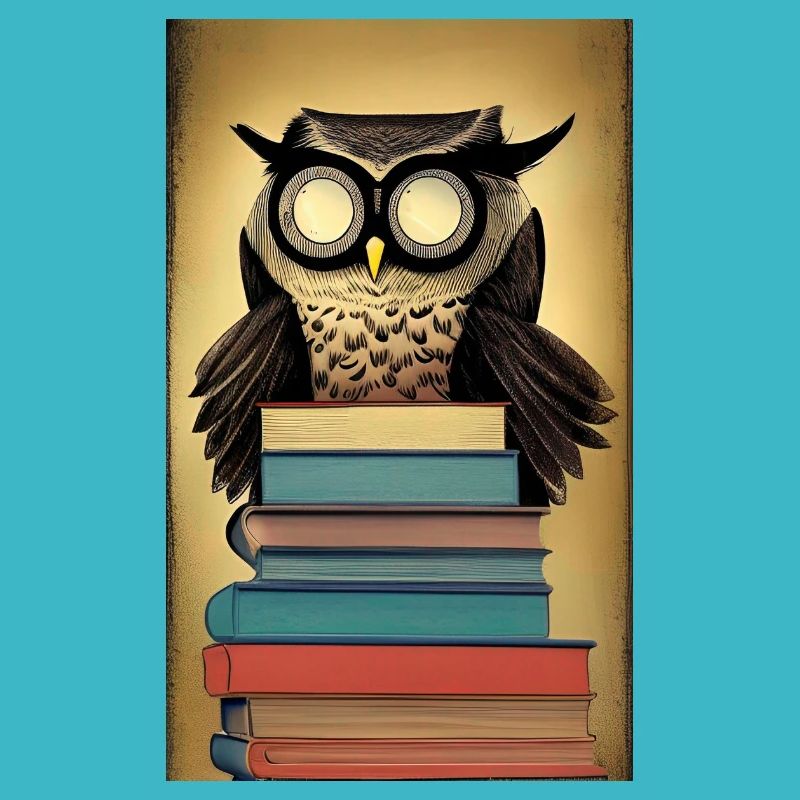Comic Cartoon Cute Book Owl Owl Book Stack