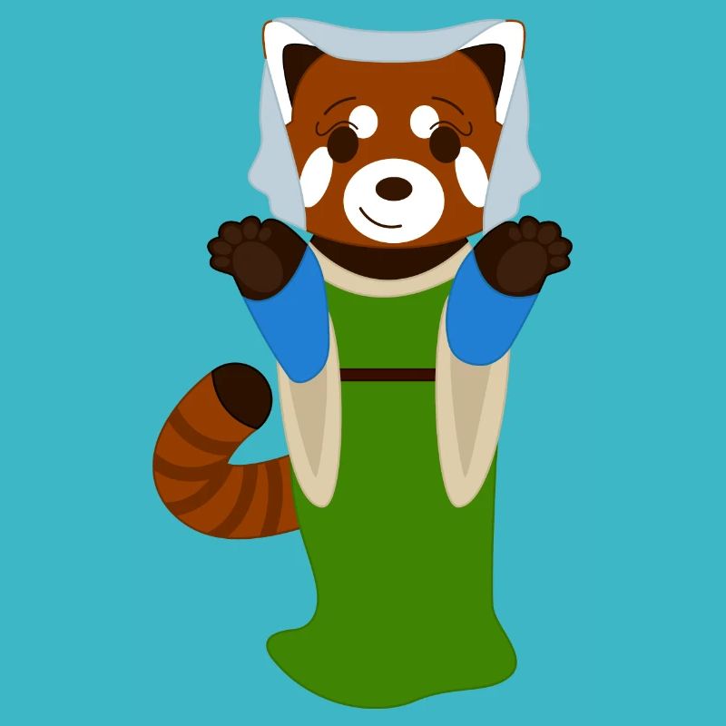 Red panda dressed as a Renaissance woman