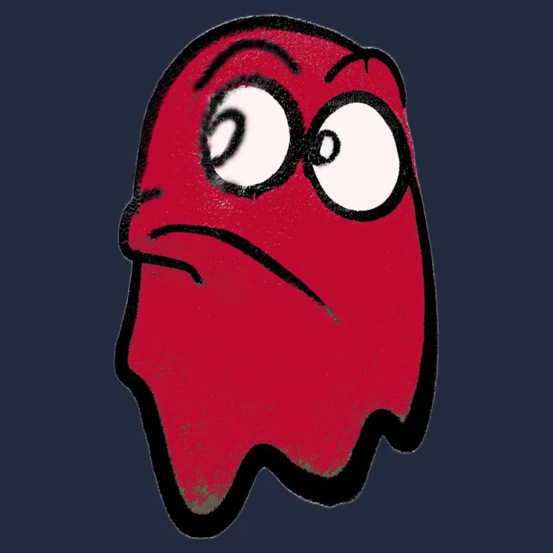 Funny grim-looking ghost in red