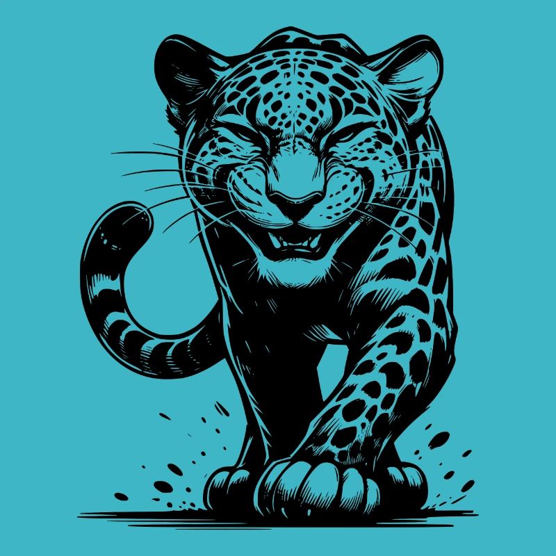 Listiger Leopard jagend mit Flecken