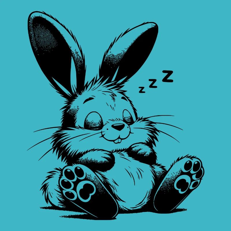 Mignon bébé lapin endormi avec de grandes oreilles