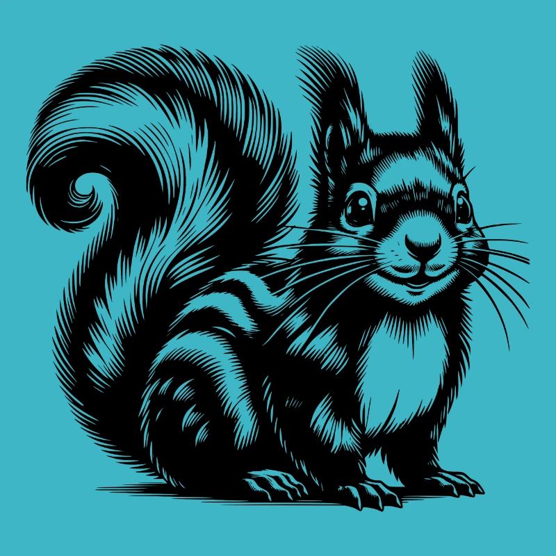 Putziges Kinder Eichhörnchen Tusche Zeichnung
