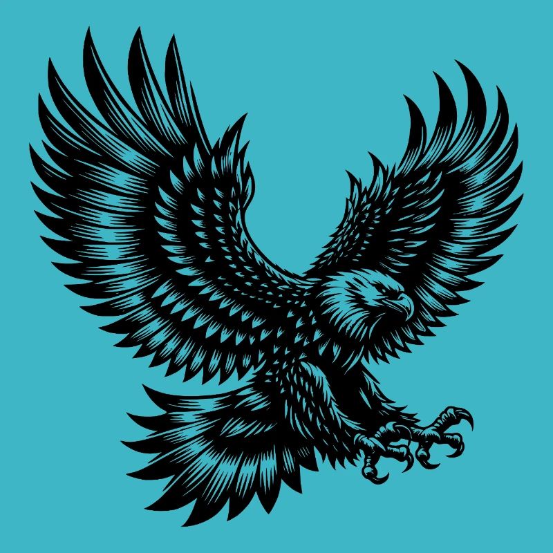 Aigle aux ailes déployées en mouvement