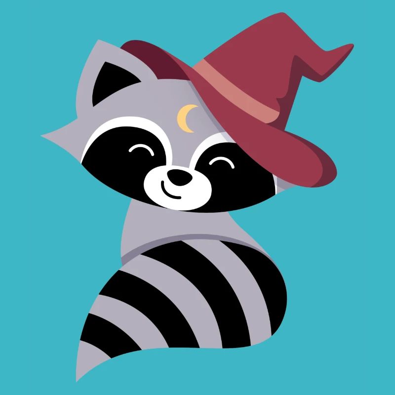 Raccoon with magic hat