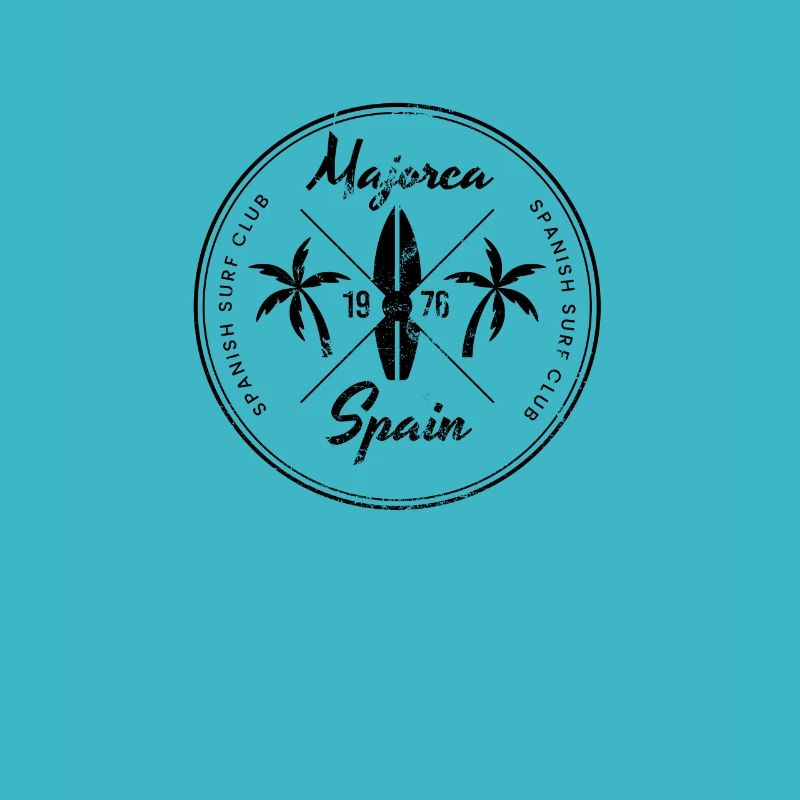 Retro Majorca Spain Beach Surfing Fan Vacation
