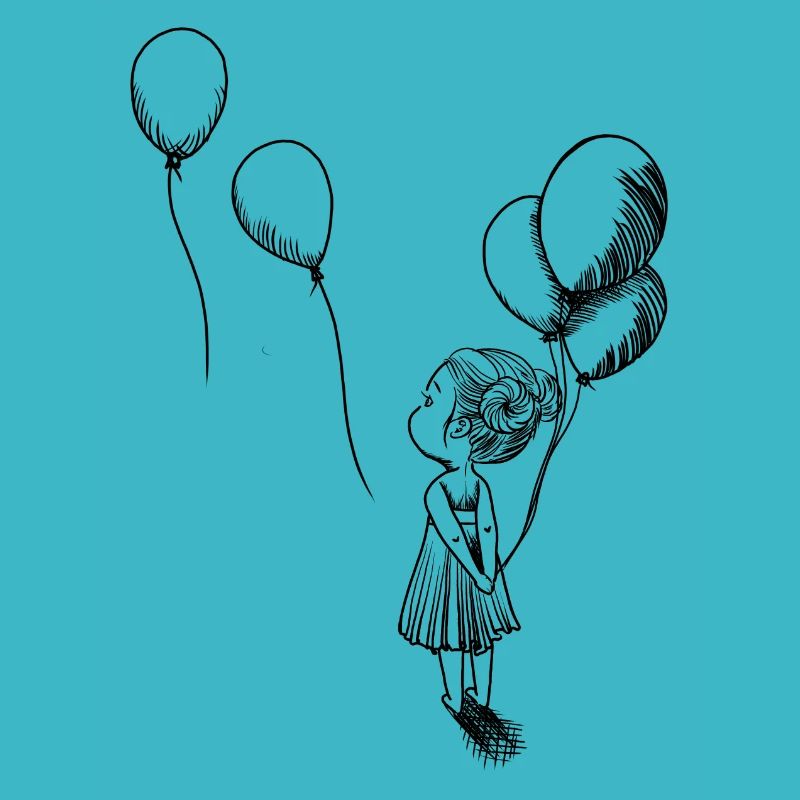 Mädchen mit Luftballons schwarz