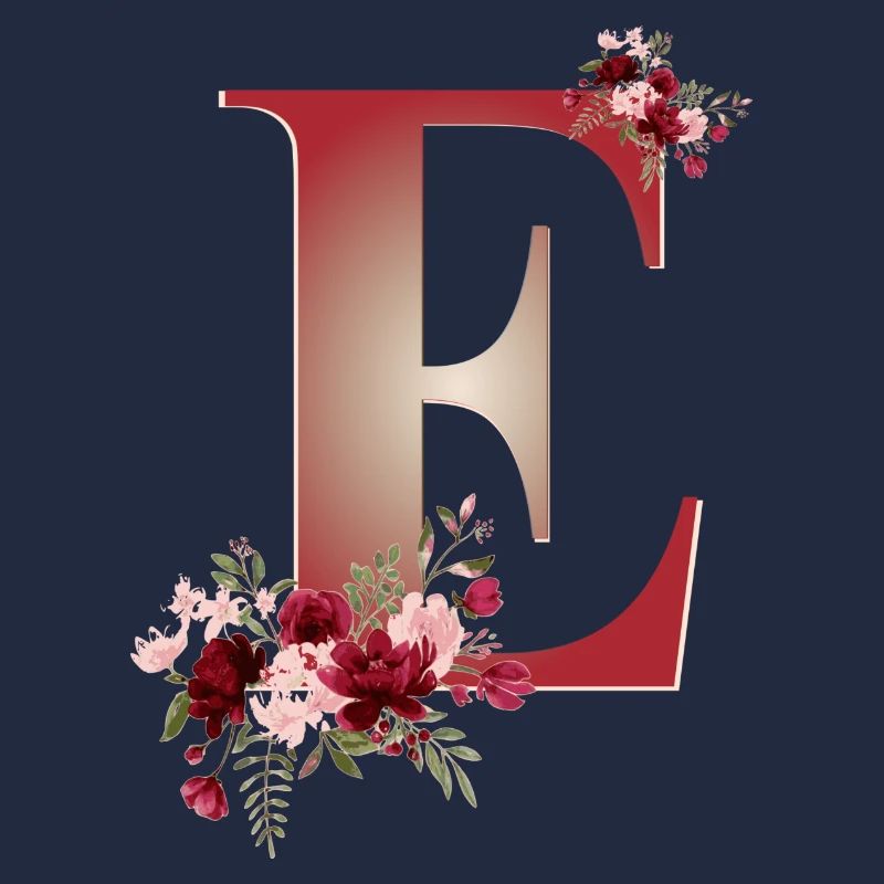 Lettre E avec des fleurs