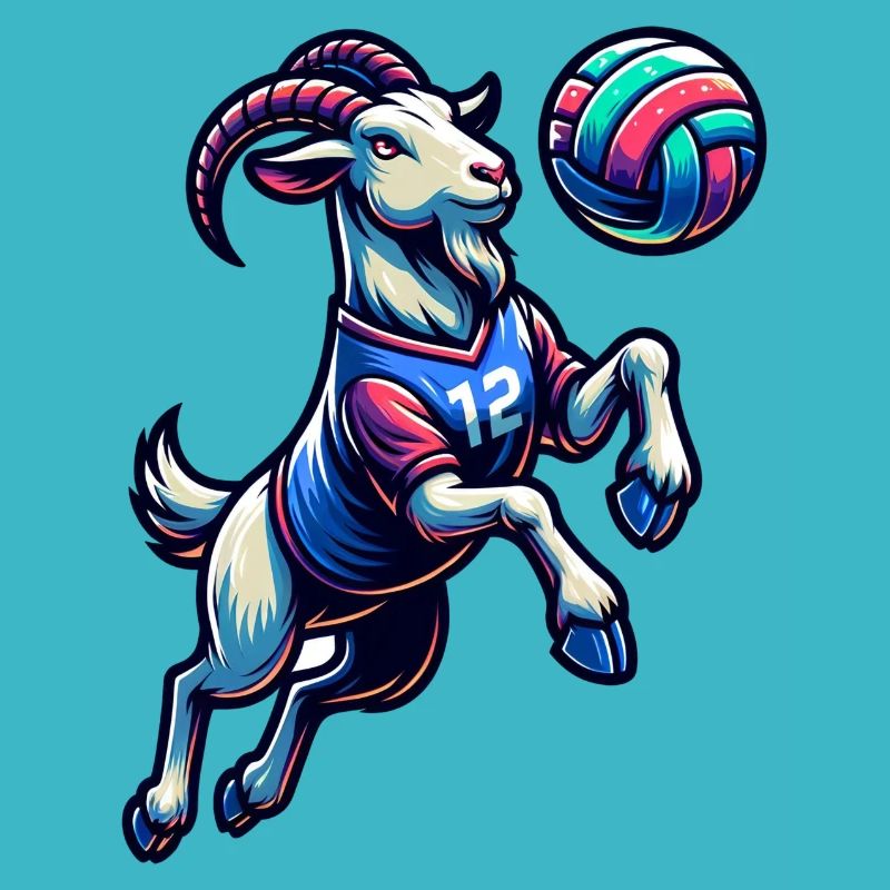 Funny Goat Volleyball Player
