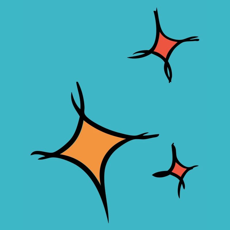 Sternchen. Drei bunte Sterne, hand gezeichnet.