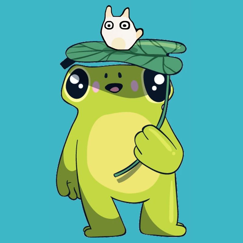 Grenouille avec feuille