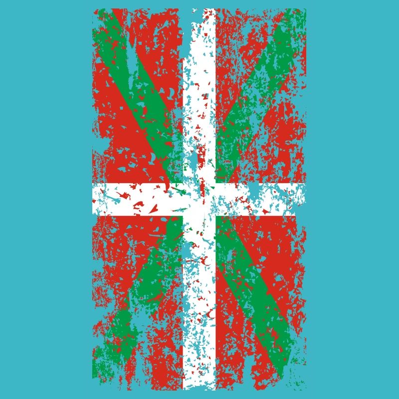 Drapeau Pays Basque usé. Ikurriña.