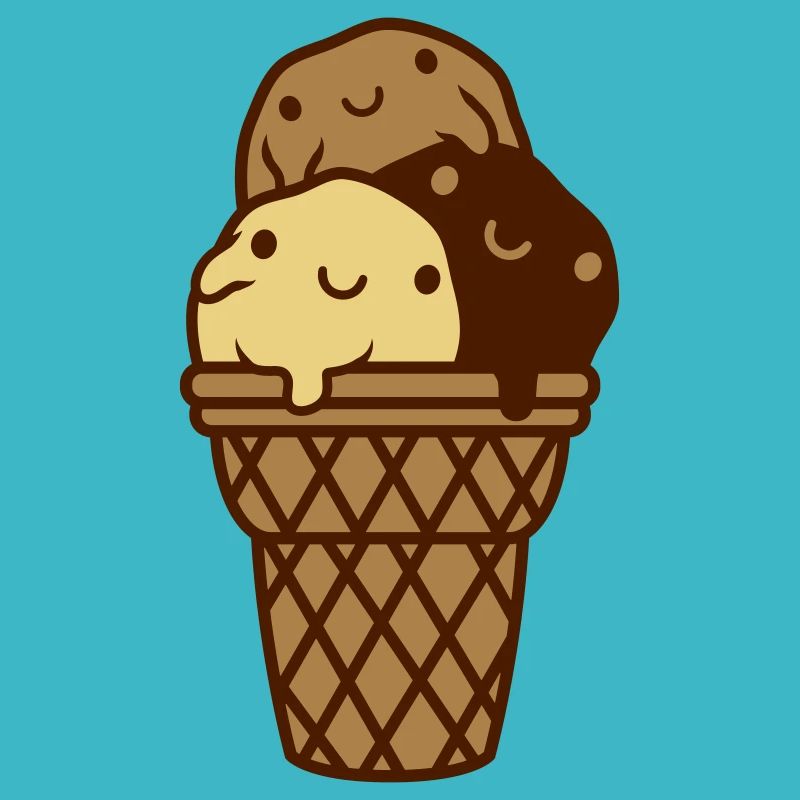 Süße 3 Eiskugeln Waffel