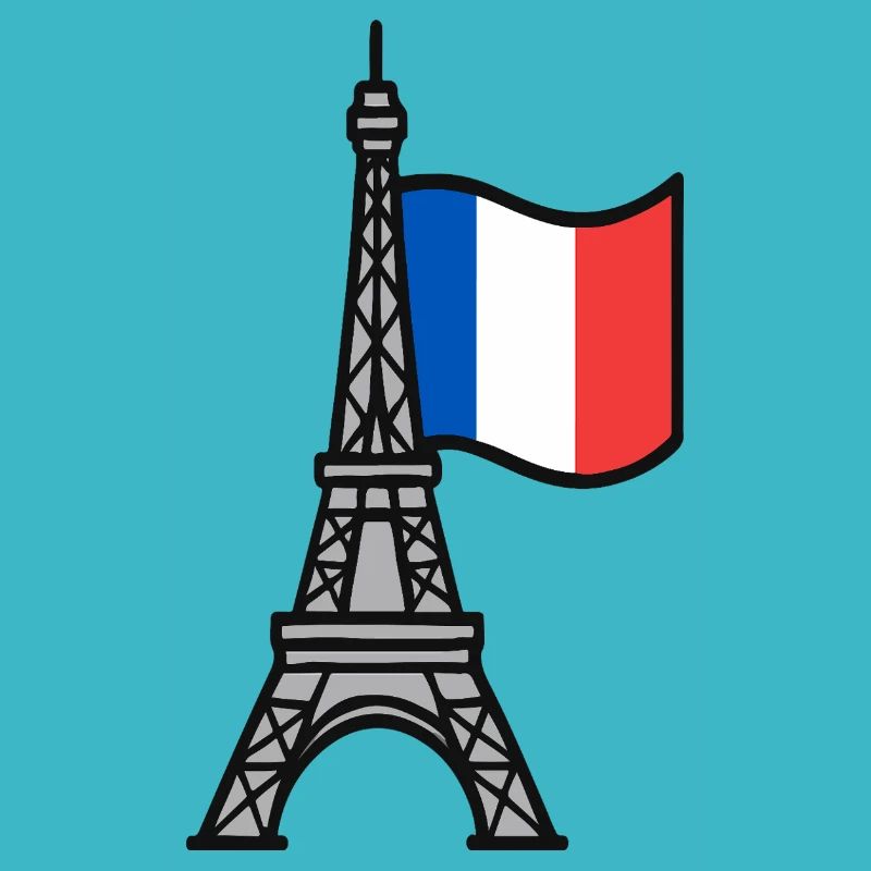Tour Eiffel avec drapeau français