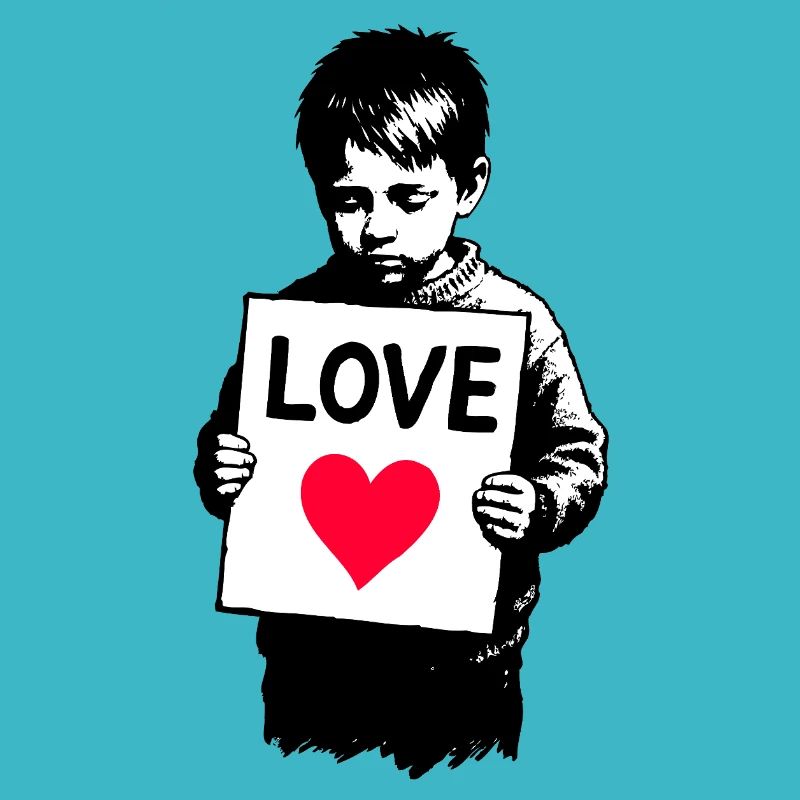 Junge mit LOVE Schild