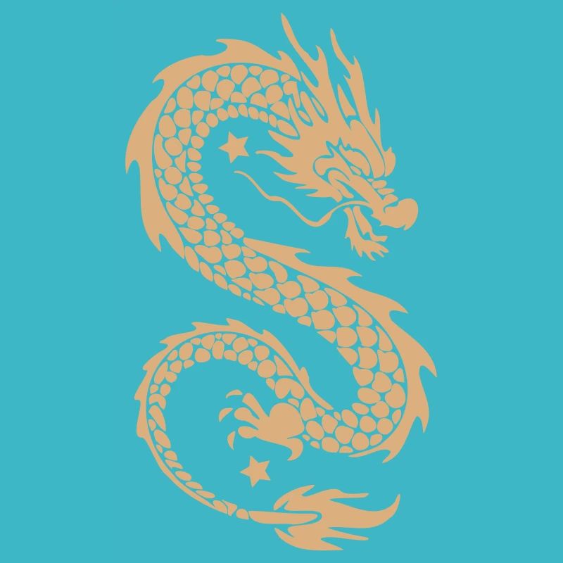 Gold Celestial Dragon Silhouette