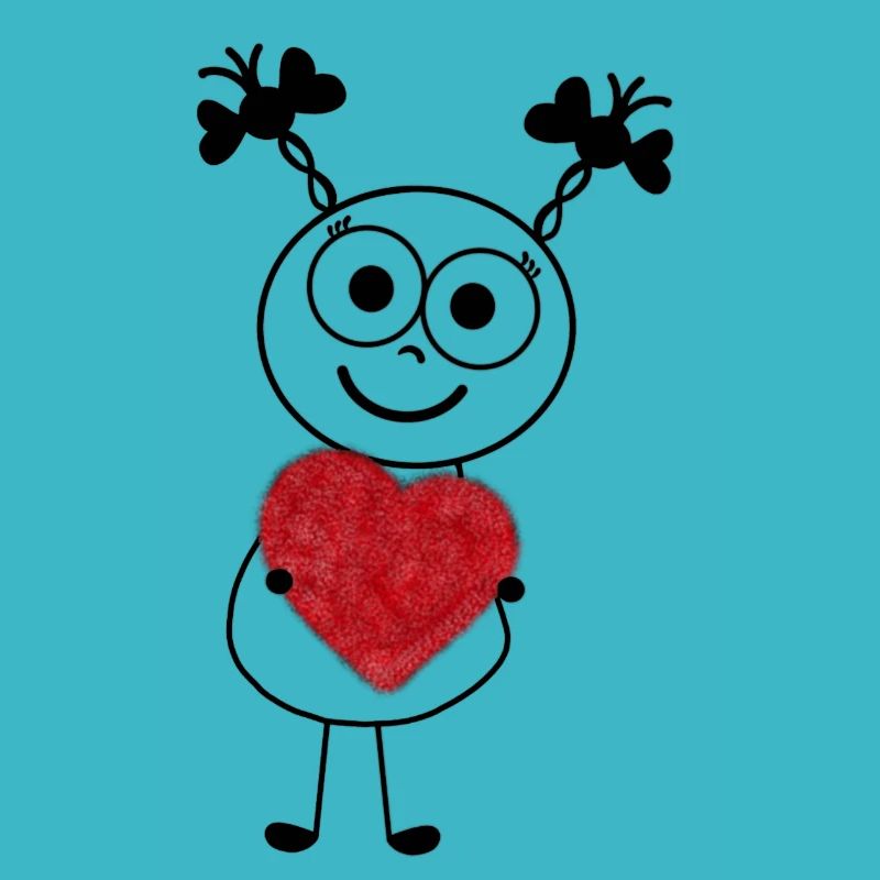 Süßes Strichmännchen mit Plüschherz von SueLYSue