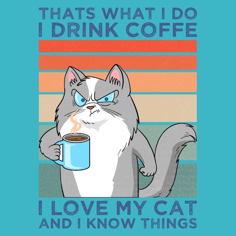 Funny cats coffee meme cat friend gift