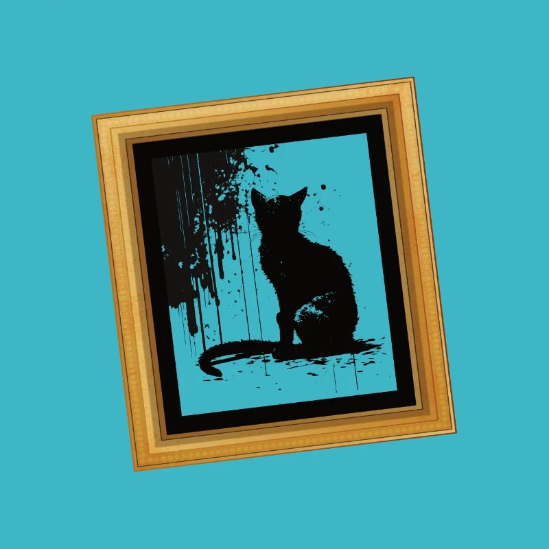 Cat Stencil White and Black