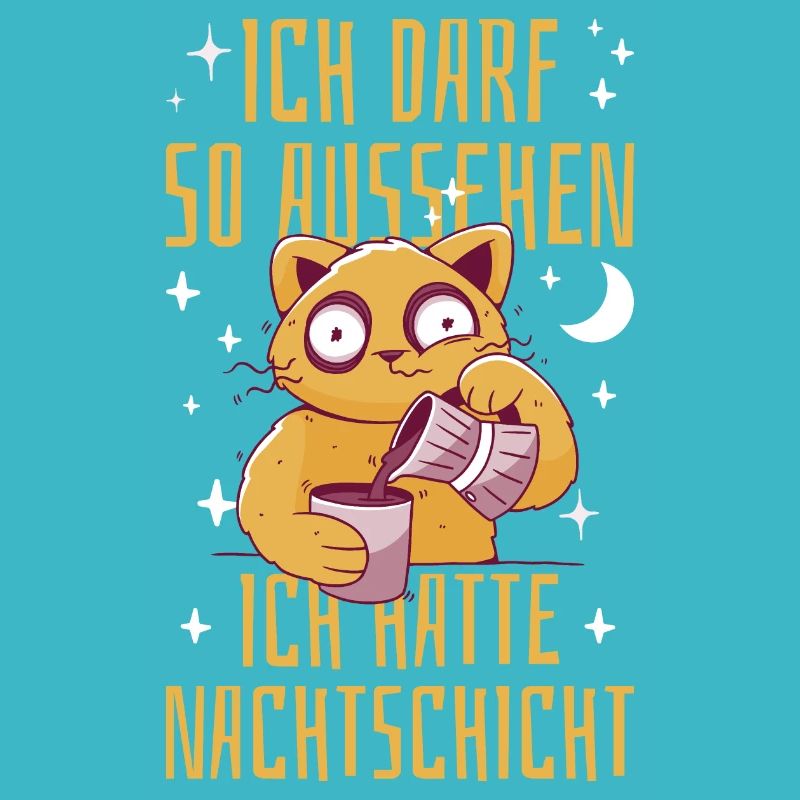 Nachtschicht Katze Kaffee