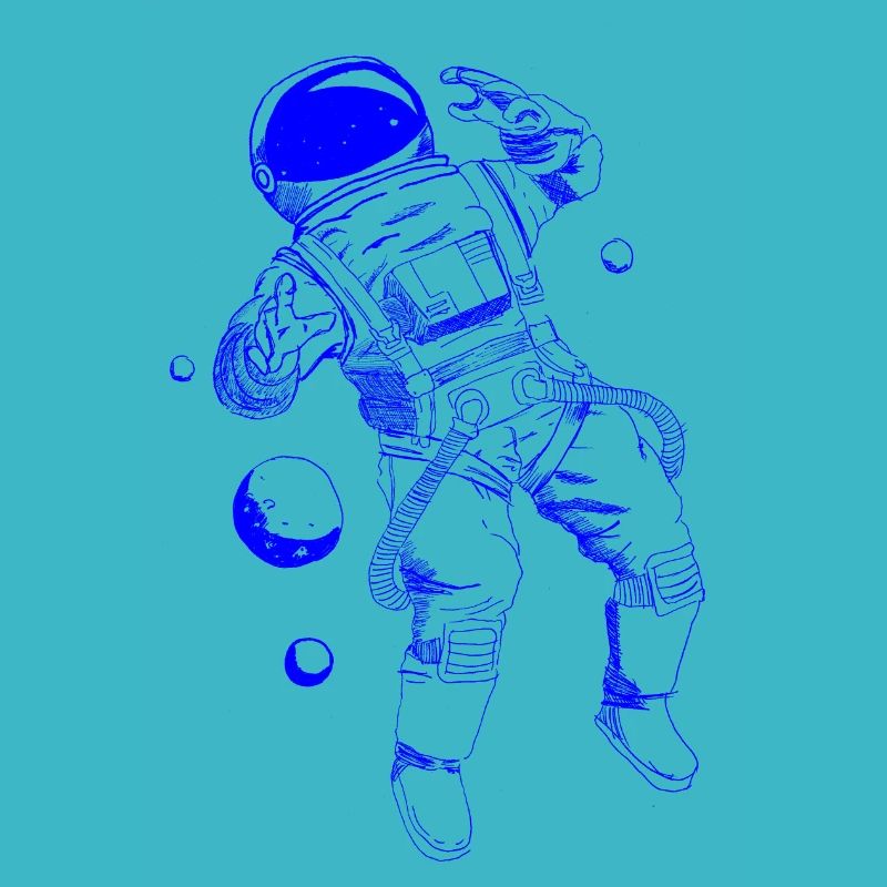 Astronaut schwebend blau