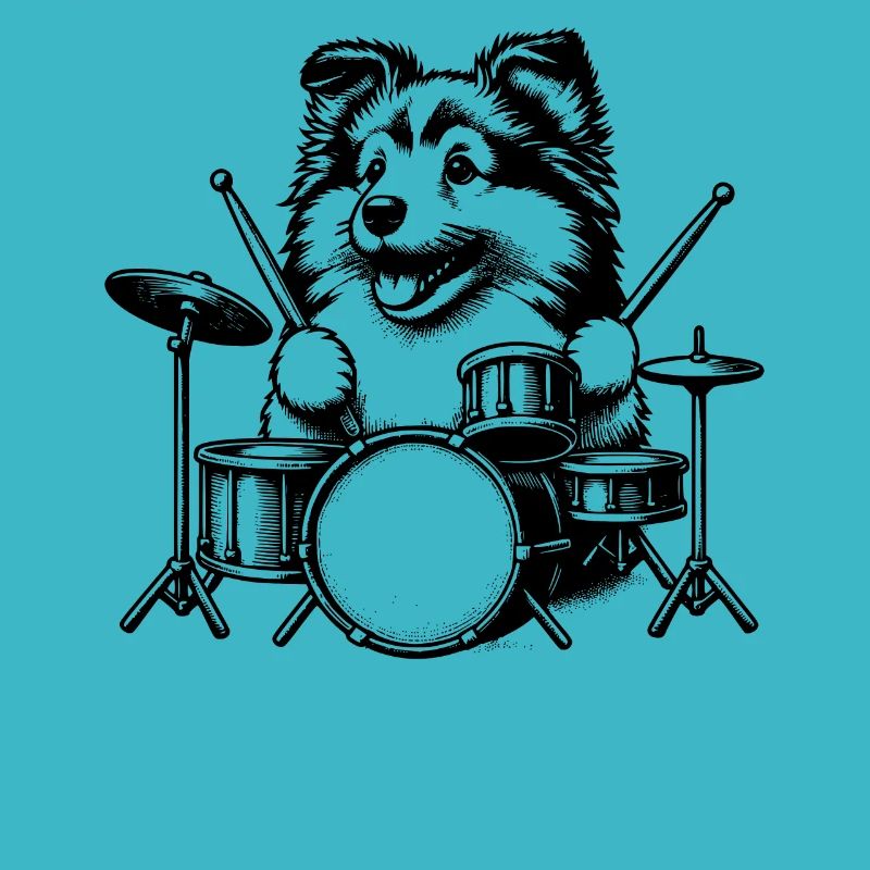 Cooler Sheltie Drummer Puppy Design