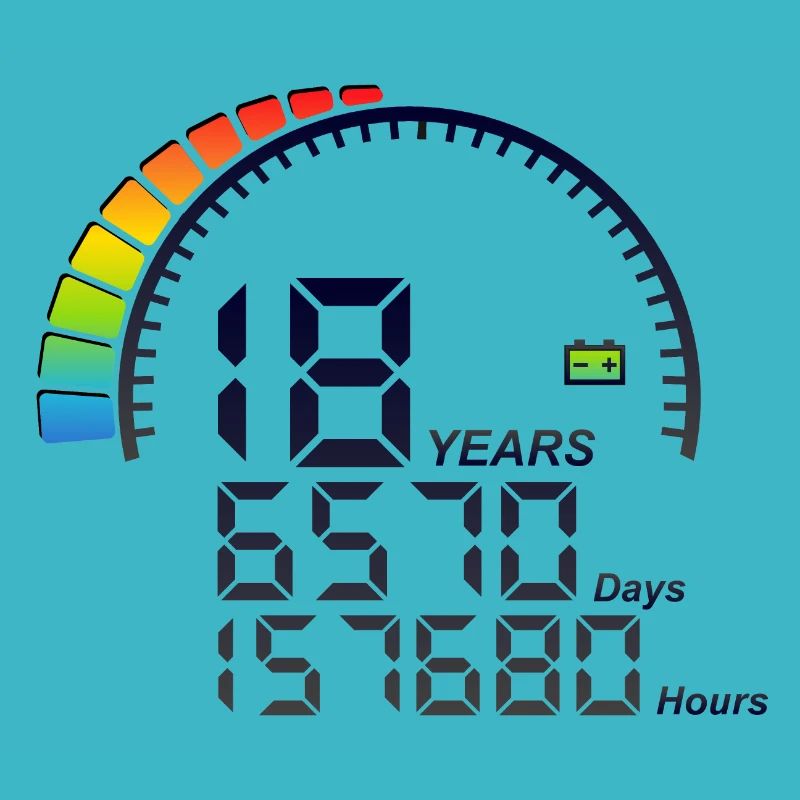 18 years old birthday counter days hours fast