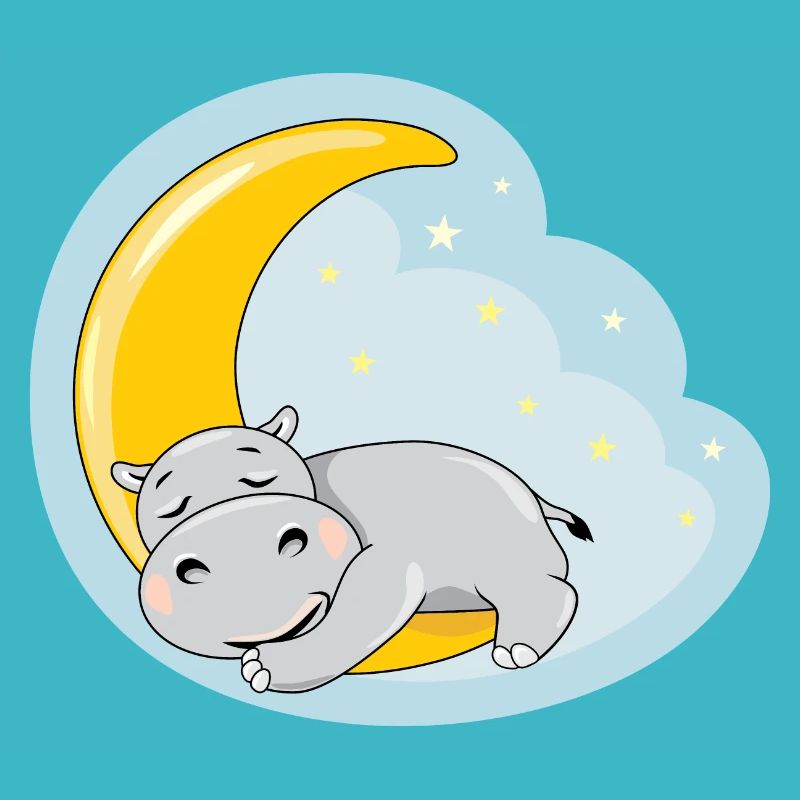 Nettes schlafendes Nilpferd auf dem Mond