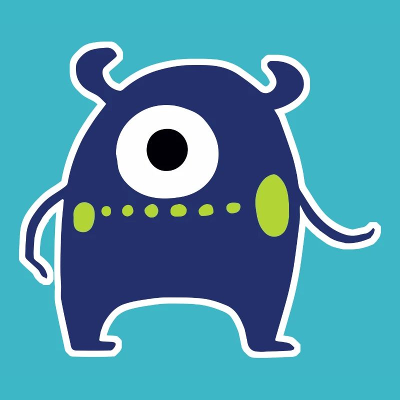 Navy Blue Cyclops Monster | Cute Chibi Alien 