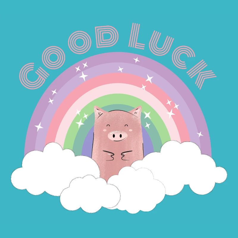 Rainbow Pig Clouds Good Luck Lucky Gift