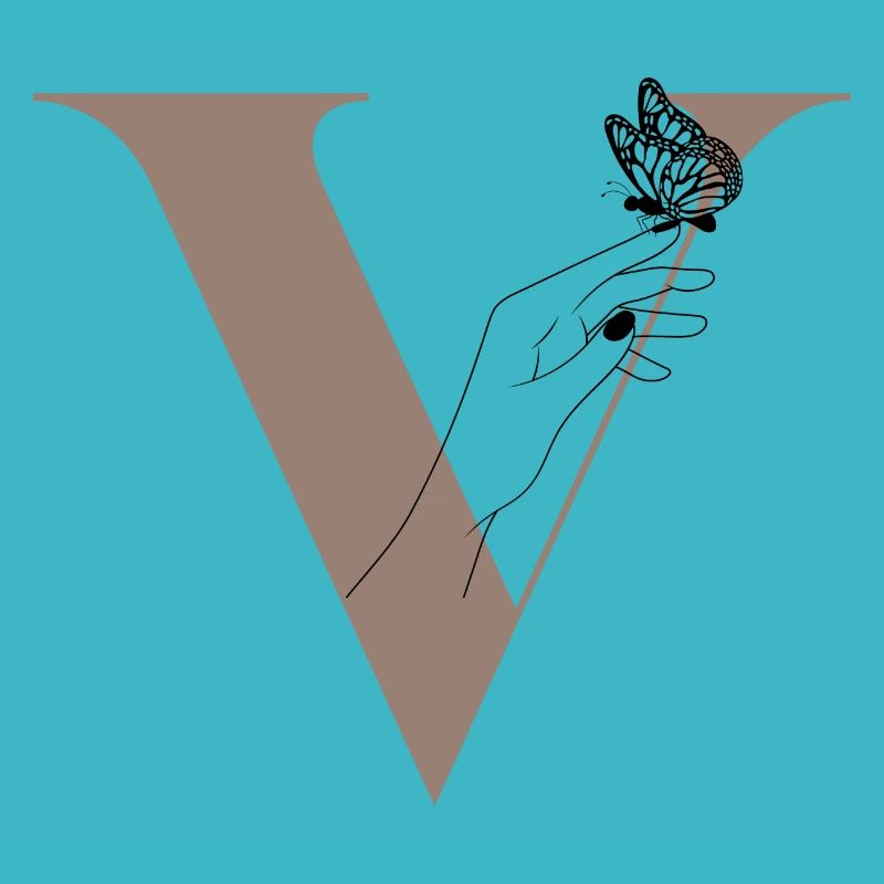 Letter V Magic butterfly