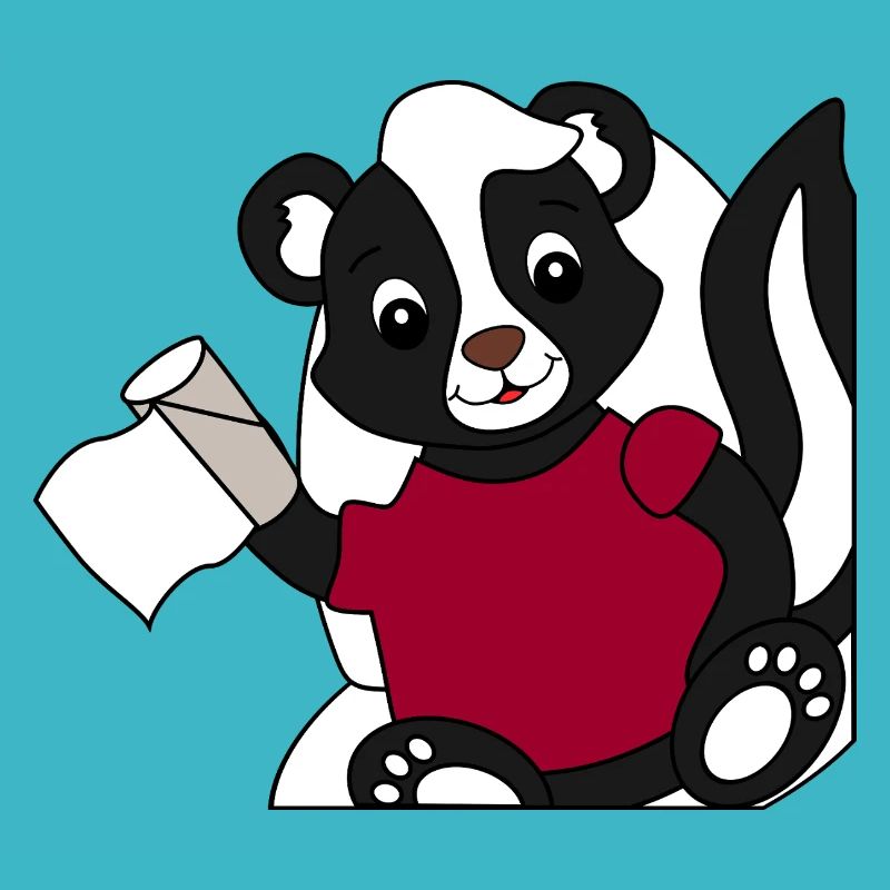 Skunk Pixie on toilet