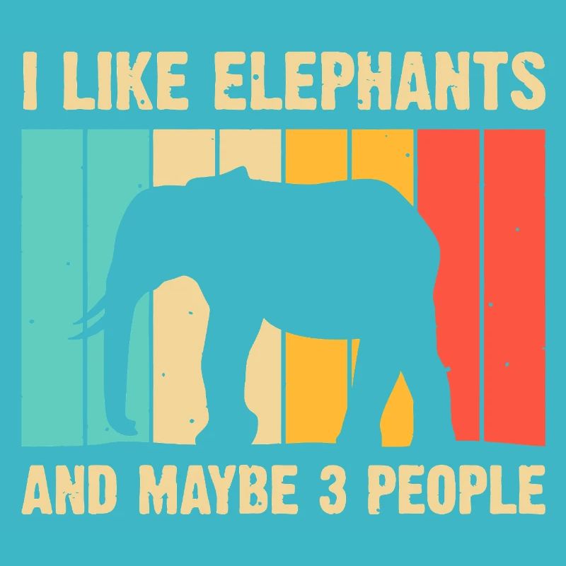 Elephant Silhouette on Rainbow Stripes