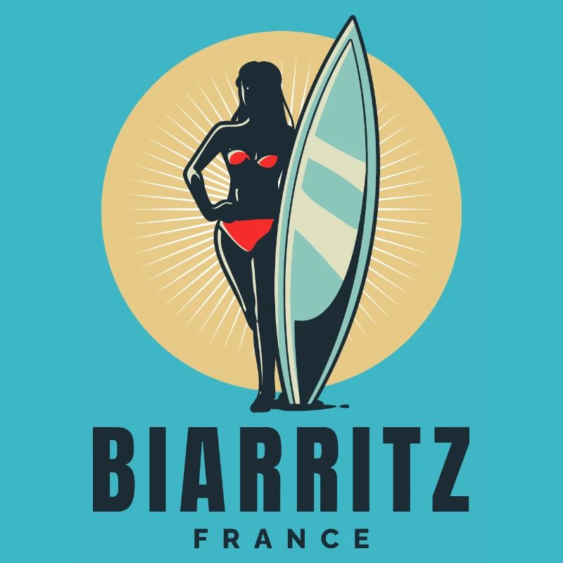 Biarritz Frankreich Retro Surfer Mädchen