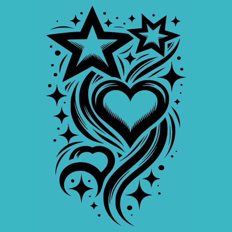Tattoo Komposition aus Herzen und Sternen