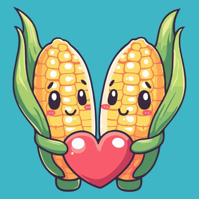 Corn Couple Love Heart Valentine's Day