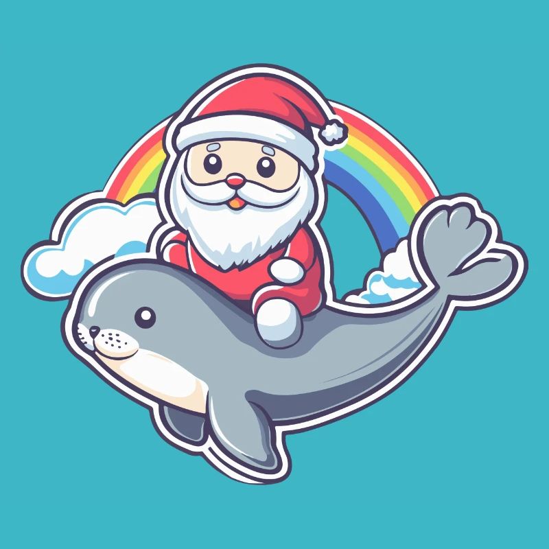 Robbe Tier Weihnachtsmann Regenbogen