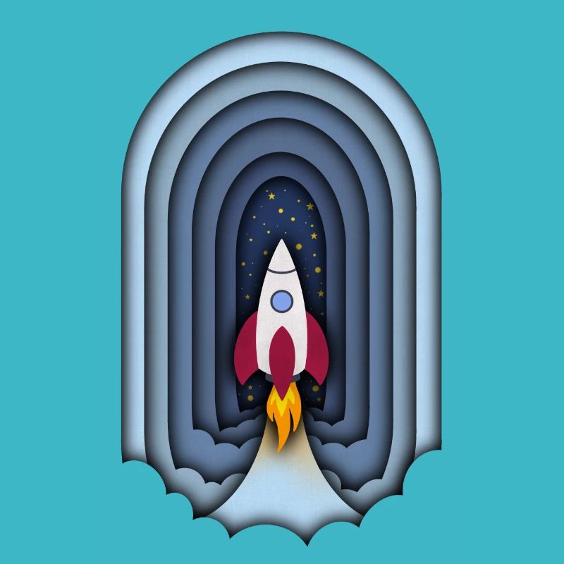 Rocket dans l’optique découpée en papier