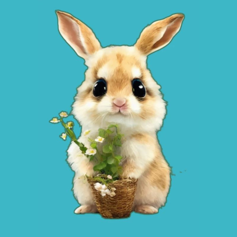 Kleiner Hase mit Blumen
