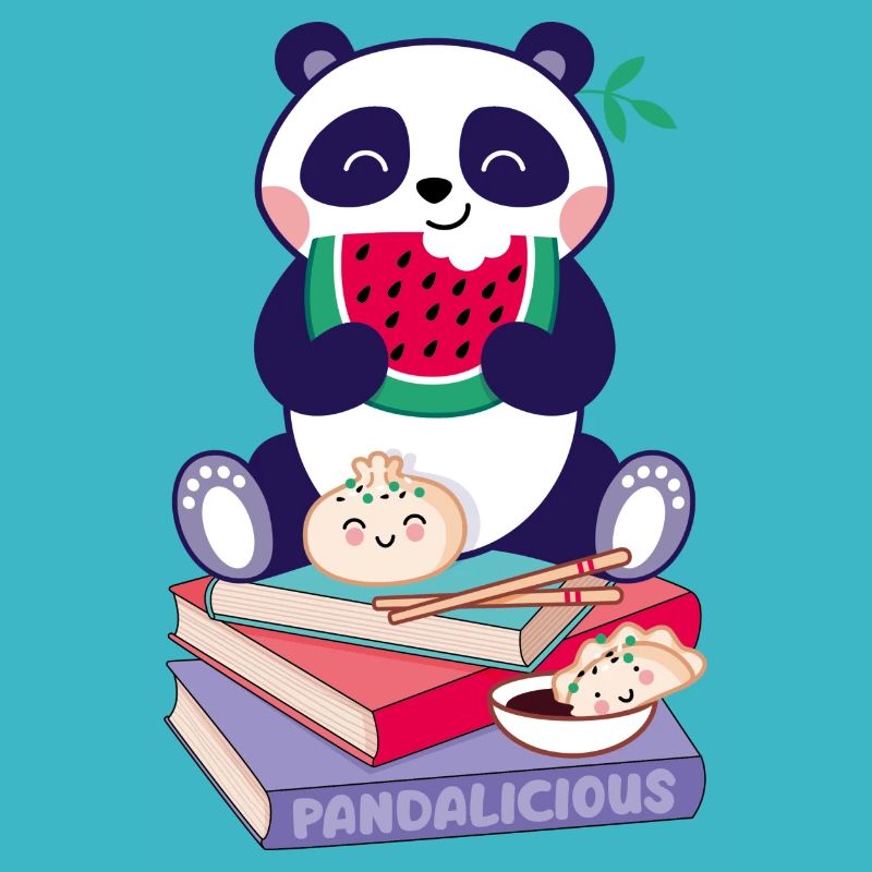 Panda auf Bücherstapel