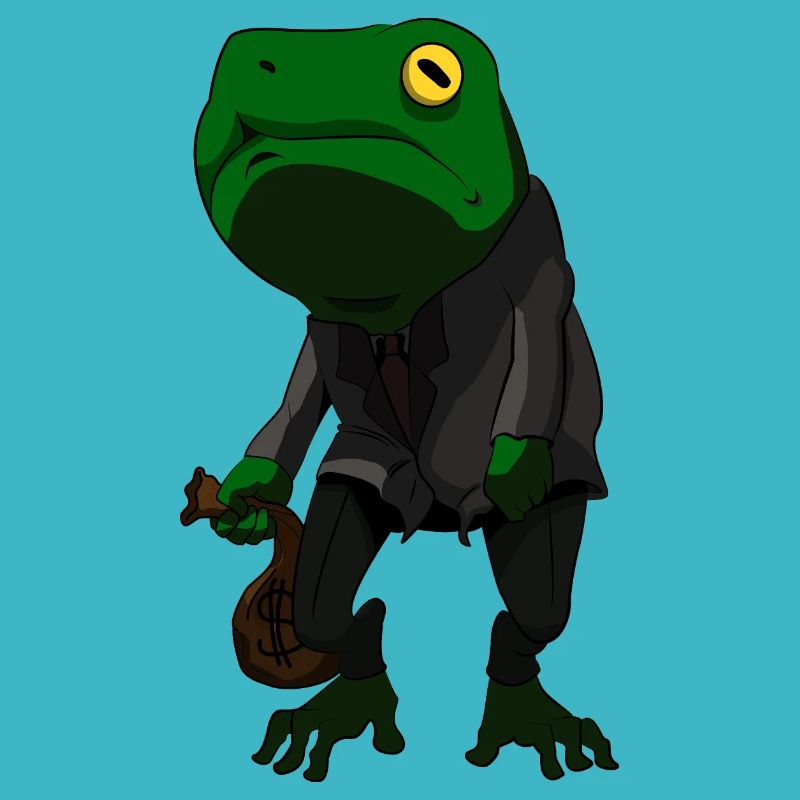 Cartoon comic frog with money