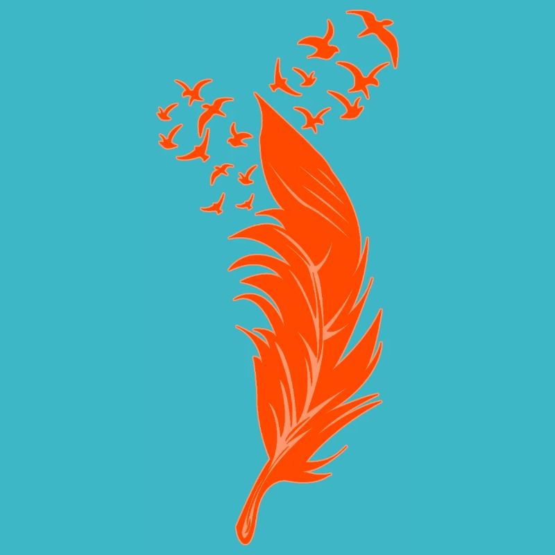Plume et oiseaux oranges
