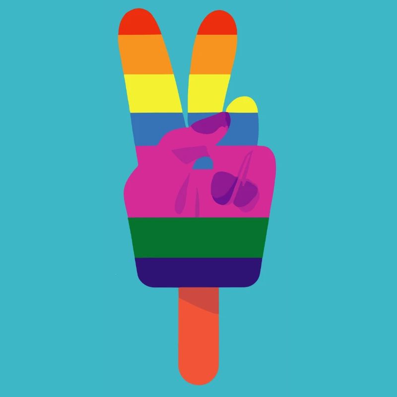 Eis am Stiel Friedenszeichen Peace Regenbogen
