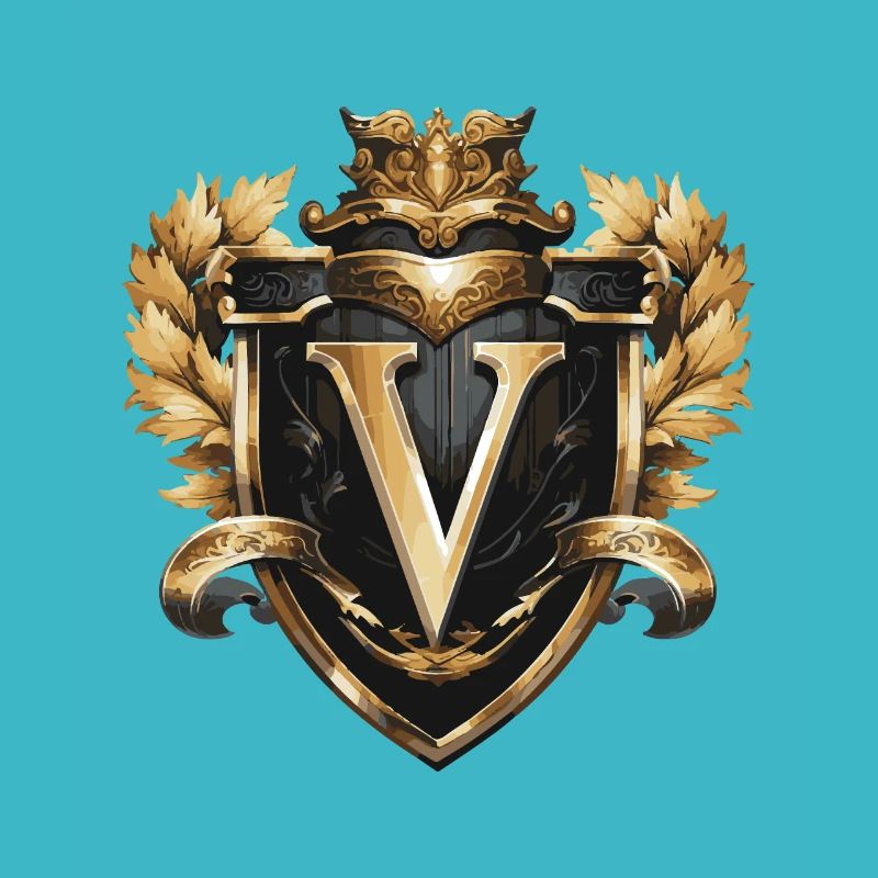 V Buchstabe Logo Krone