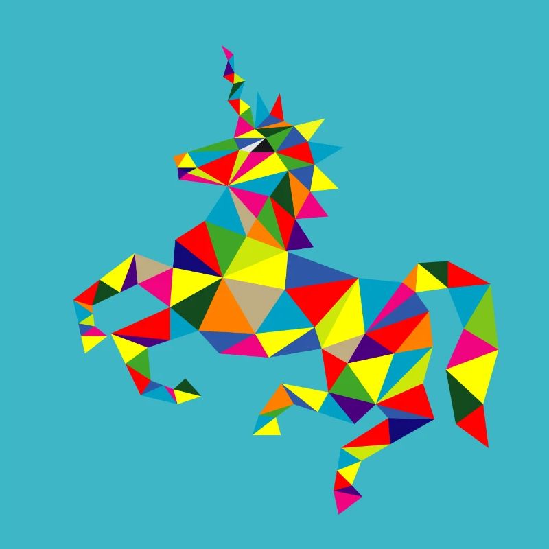 Einhorn Polygon bunt geometrisch