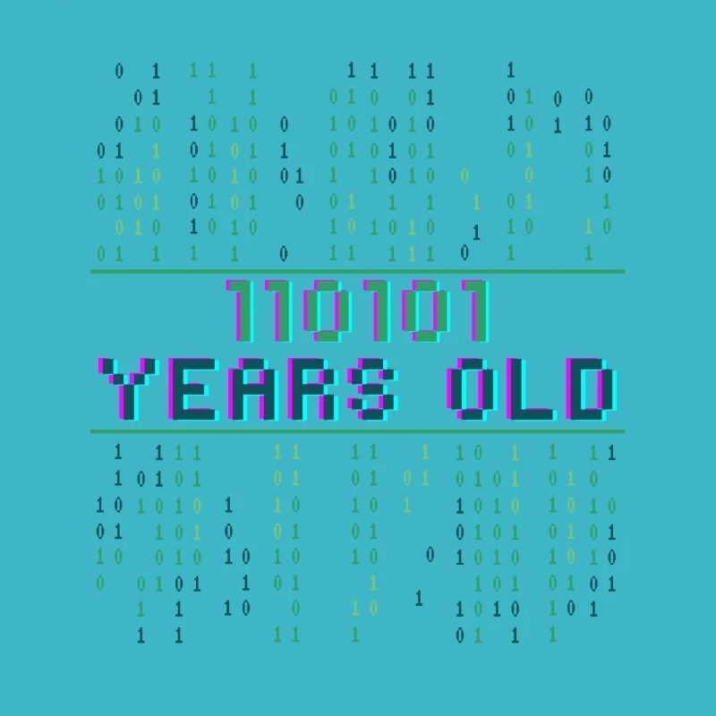 53rd Birthday 53 years old Binary Code Coder