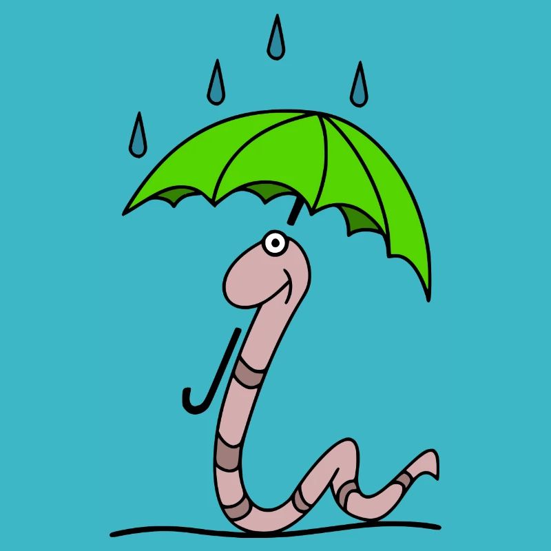 Wurm mit Regenschirm
